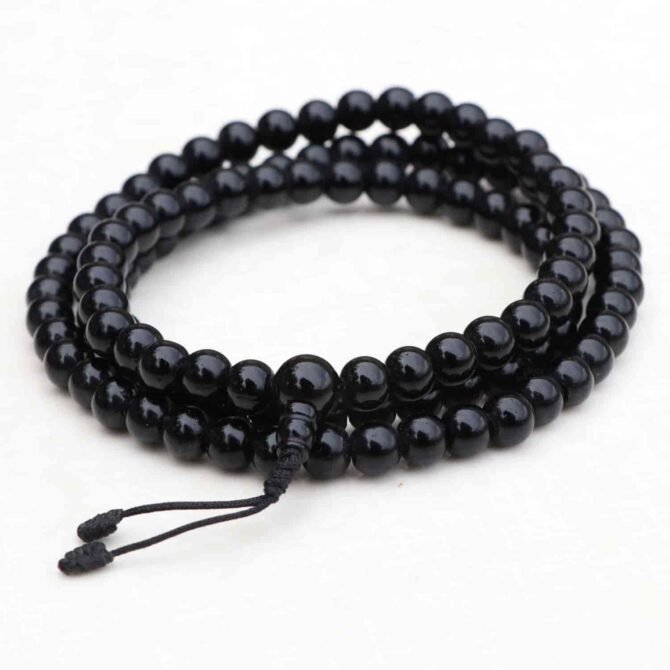 Black Onyx Mala Beads Necklace – Beads for Grounding and Protection